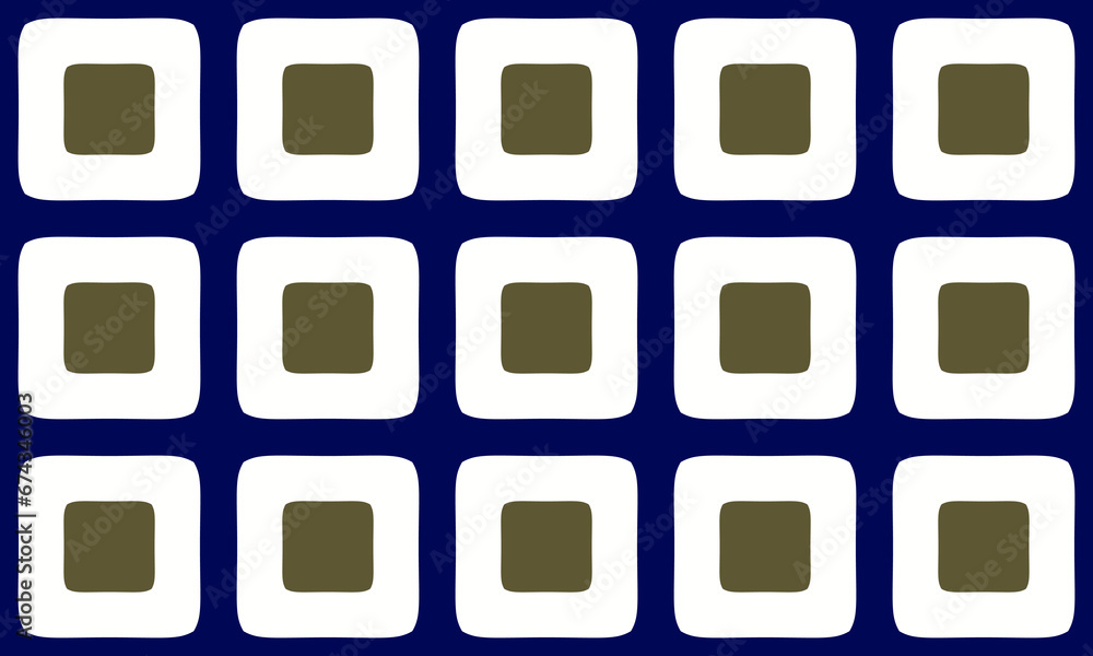 Squares pattern seamless blue background white gold tiles. Colorful geometric design modern colors palette. Use for clothes fabric, decorative textile, upholstery, wrapping, paper bag. Squares pattern seamless blue background white gold tiles. Colorful geometric design modern colors palette. Use for clothes fabric, decorative textile, upholstery, wrapping, paper bag.