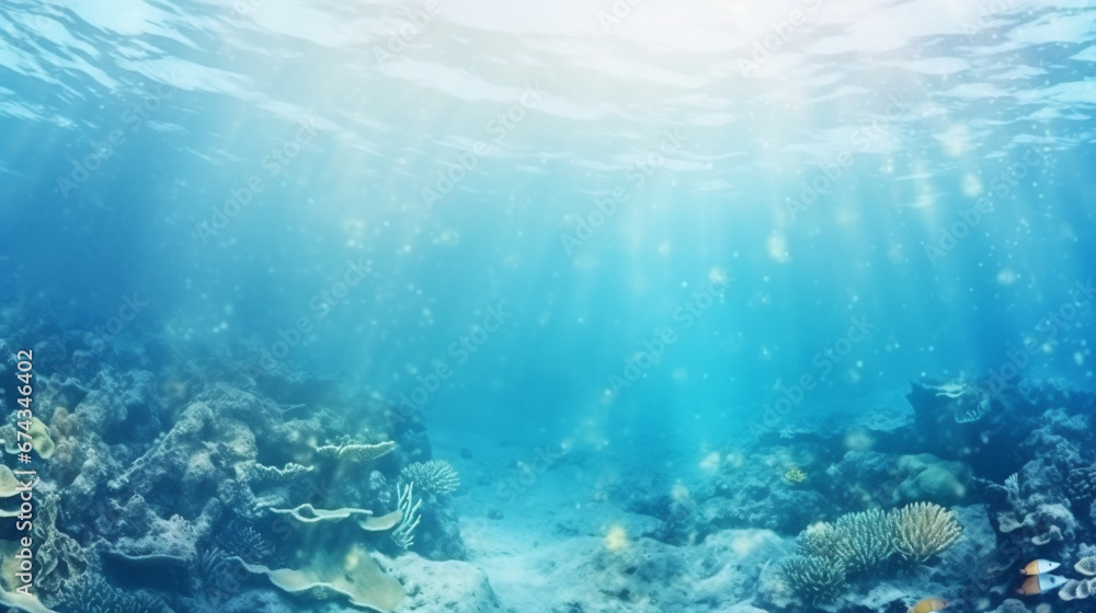 Fototapeta premium Abstract of marine and sea for background template. Fresh, cheerful, and relaxing summer concept. Positive and healthy tones to the background or wallpaper. Generative Ai