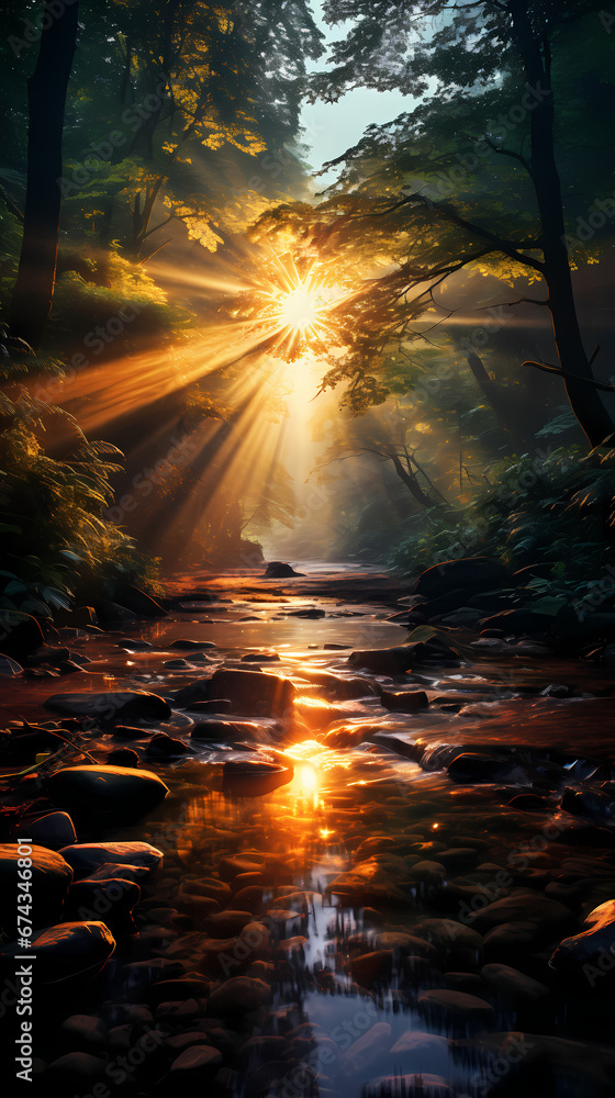 Obraz premium sunset in the forest