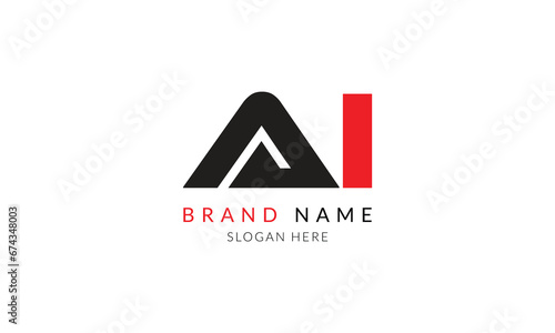 ai creative black red letter logo template.