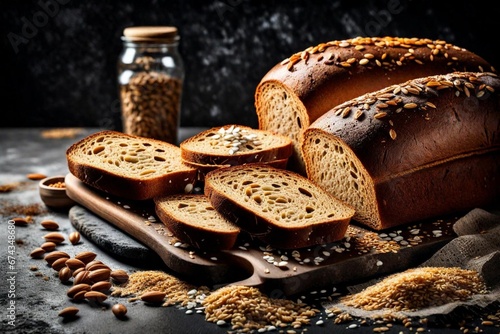 Delicious Homemade Bread with Fresh Whole Grains and Seeds