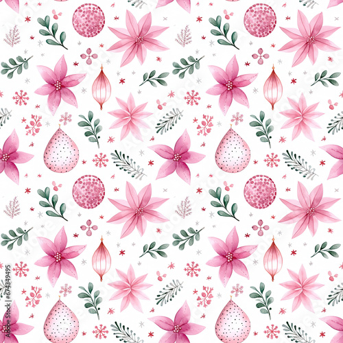 Watercolor Christmas seampless pattern. Perfect as digital paper, wrapping paper, fabric, wallpaper, scrapbooking