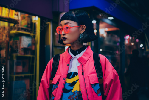 Young Asian woman in vintage retro clothing © JuanM
