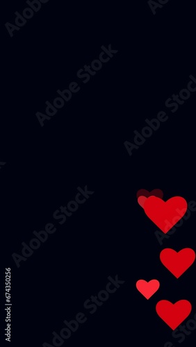 portrait social media live streaming love heart animation video footage 4k motion graphic. alpha channel