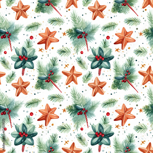 Watercolor Christmas seampless pattern. Perfect as digital paper, wrapping paper, fabric, wallpaper, scrapbooking