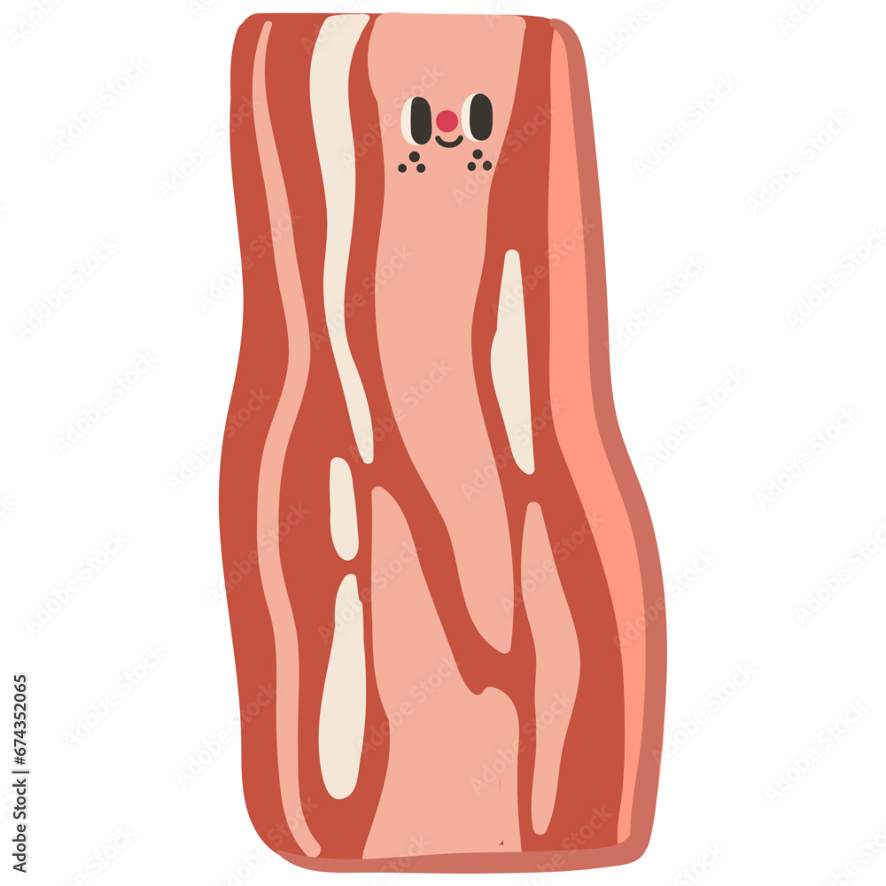 Cute bacon character flat illustration Cute bacon character flat illustration