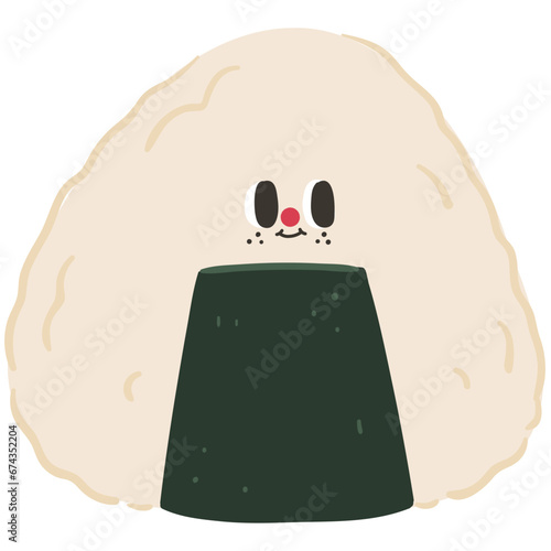 Cute onigiri character flat illustration