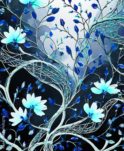 Intricate intertwined flowers and branches