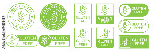  Best gluten free label or gluten free stamp vector isolated in flat style. Gluten free label vector for product packaging design element. Simple gluten free stamp for packaging design element. photo