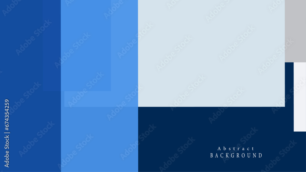 Modern abstract blue background design with layers of textured grey transparent material in random geometric pattern