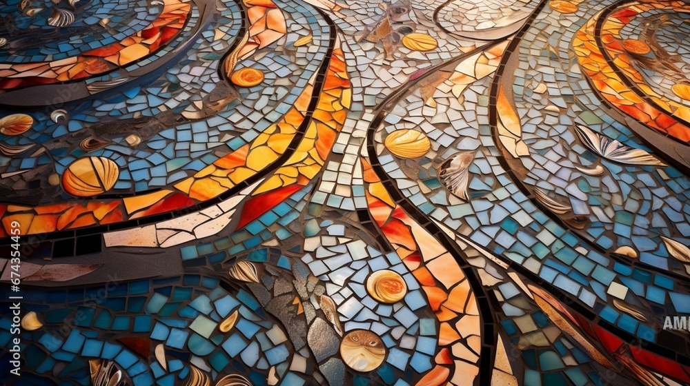 Artistry Underfoot: Mesmerizing High-Angle View of the Mosaic Floor