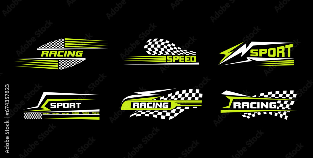Sport car decal stripes, Car stickers Green striping. Isolated on black ...
