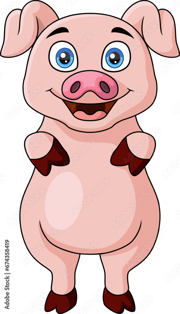 Cute little pig cartoon on white background Cute little pig cartoon on white background