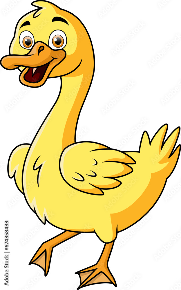 Cute yellow duck cartoon on white background Cute yellow duck cartoon on white background