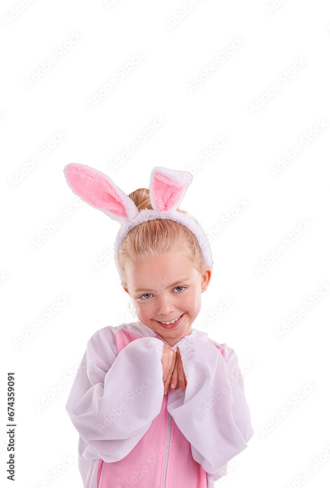 Bunny, portrait and girl child with funny costume on isolated, transparent or png background. Rabbit, outfit and face of playful kid with cute clothing for halloween, easter or theme birthday party Bunny, portrait and girl child with funny costume on isolated, transparent or png background. Rabbit, outfit and face of playful kid with cute clothing for halloween, easter or theme birthday party