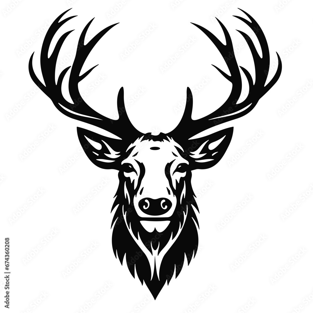 Naklejka premium Reindeer silhouette vector illustration, Christmas Day, Christmas Eve