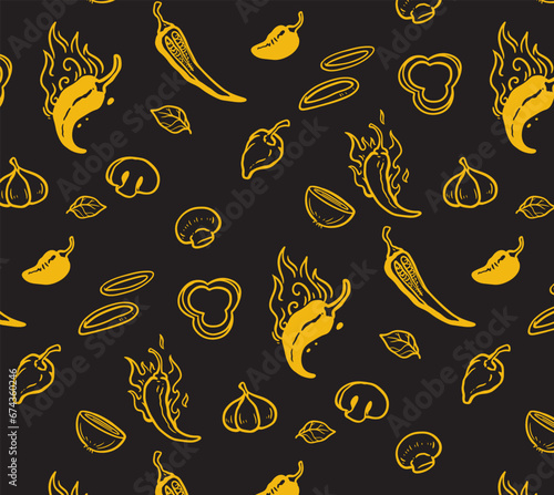 Mexican spicy chili pepper pattern

