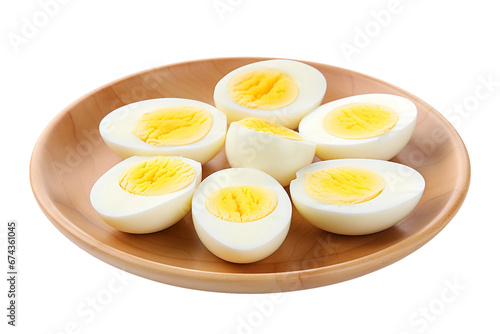 Cooked Egg Pieces on Dish Isolated on Transparent Background