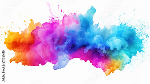 Colorful paint splatter on isolated white background - ai generative photo