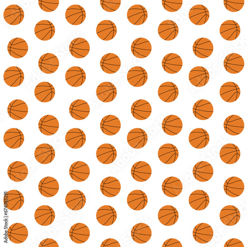 seamless repeating pattern of textured cartoon basketballs on a transparent background wallpaper photo
