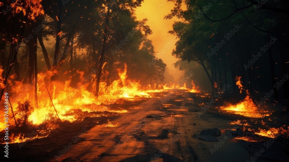 Forest fire area. Forest fire area.