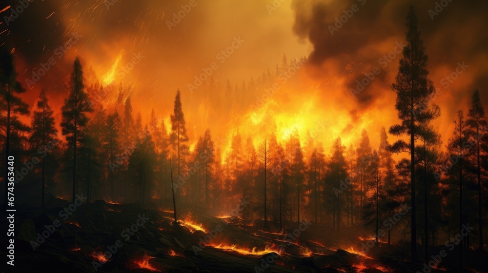 Forest fire area. Forest fire area.