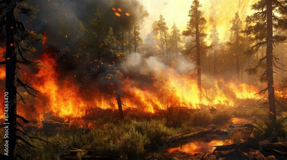 Forest fire area. Forest fire area.