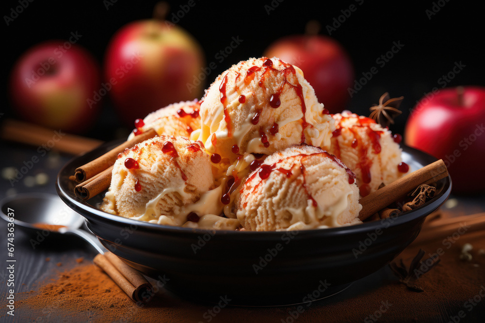Bowl full of ice cream with strawberry. Bowl full of ice cream with strawberry.