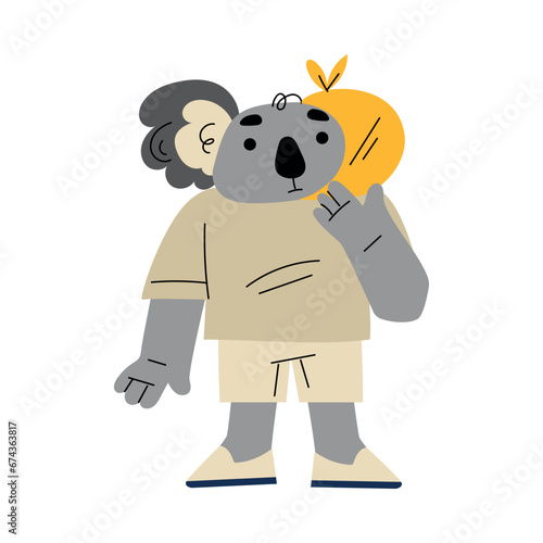 Sick Koala Animal with Cheek Bandaged as Hospital Patient Vector Illustration