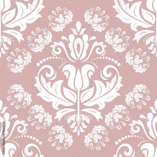 Orient classic purple and white pattern. Seamless abstract background with vintage elements. Orient pattern. Ornament for wallpapers and packaging