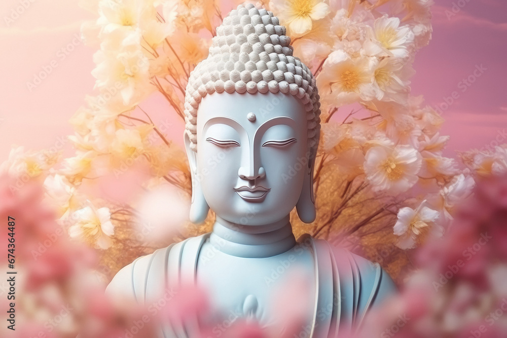 Lord buddha statue. idol in buddhism - obrazy, fototapety, plakaty 