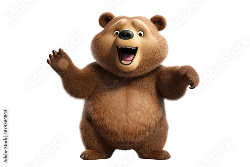 Cheerful 3D Animated Bear Mascot Isolated on Transparent Background © Cool Free Games