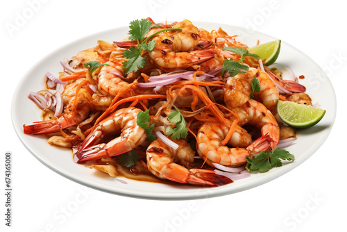 pad thai Isolated on transparent background, Generative Ai