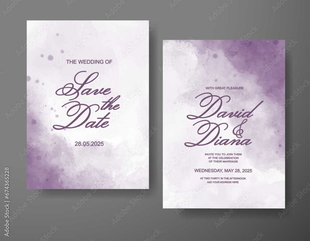 Wedding invitation with abstract watercolor background Wedding invitation with abstract watercolor background