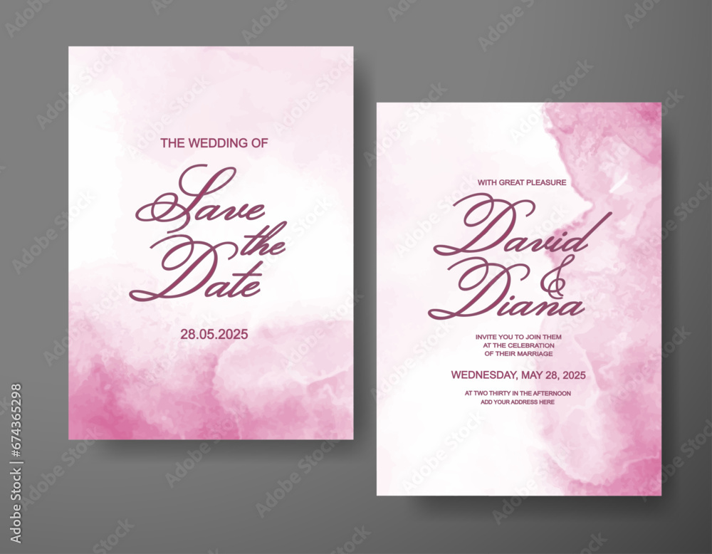 Wedding invitation with abstract watercolor background Wedding invitation with abstract watercolor background