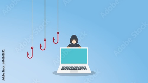 Hacker attack. Hackers and cybercriminals phishing, identity theft, user login, password, documents, email and credit card. Hacking and web security. Internet phishing concept.   photo