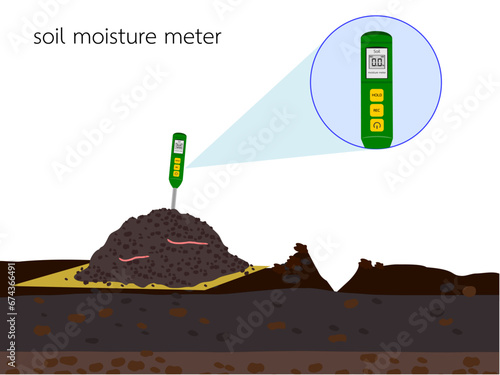 soil moisture meter on white background.
