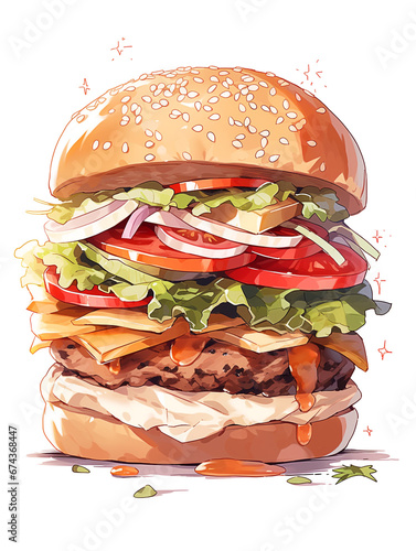 Big Burger Fast Food Illustration