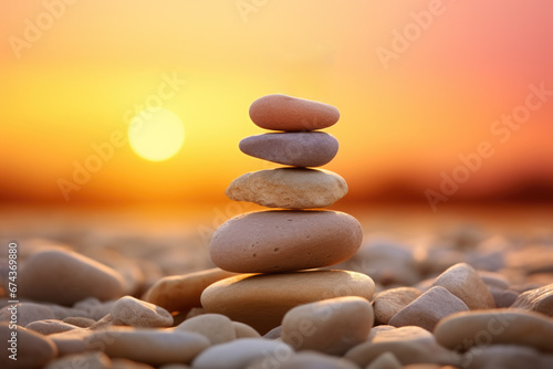 Stack of rocks sitting on top of beach. Perfect for nature and outdoor-themed designs.