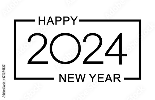 Happy New Year 2024 greeting card design. Isolated vector illustration on white background.