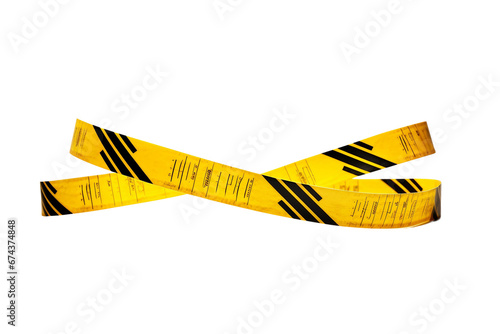 Yellow Crime Scene Barrier Tape Isolated on Transparent Background