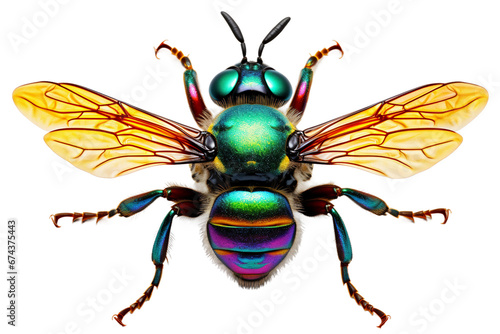 Bee in a Spectrum of Colors Isolated on Transparent Background