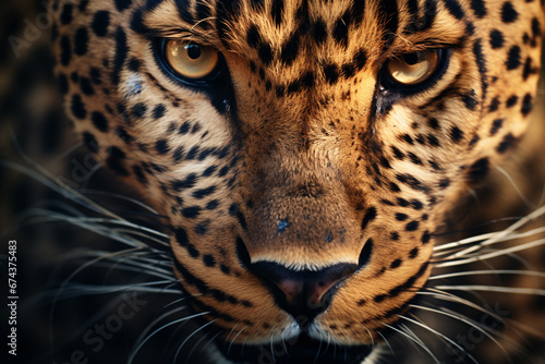 Close-up of a leopard, a predator in the open field. © Gun