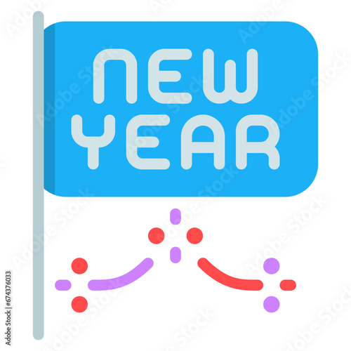 new year flags icon with flat style and pixel perfect base. Suitable for website design, logo, app and UI. Based on the size of the icon in general, so it can be reduced.