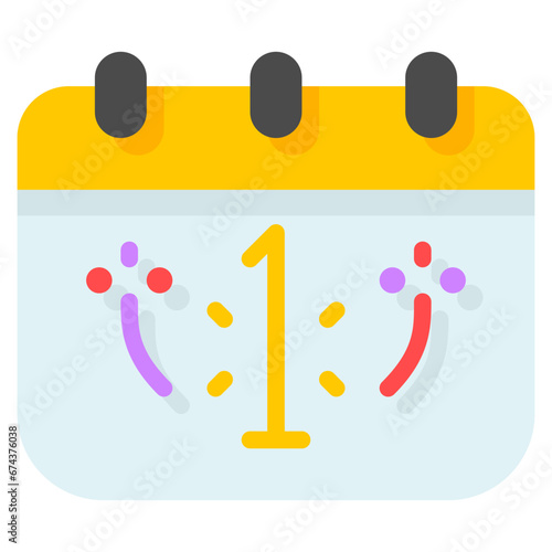 new year calendar icon with flat style and pixel perfect base. Suitable for website design, logo, app and UI. Based on the size of the icon in general, so it can be reduced.