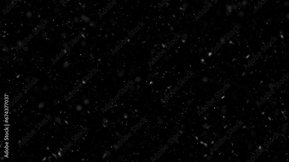 Falling White Snow in the Background. Texture Winter Snowflakes. Falling Snow Isolated on a Black Background