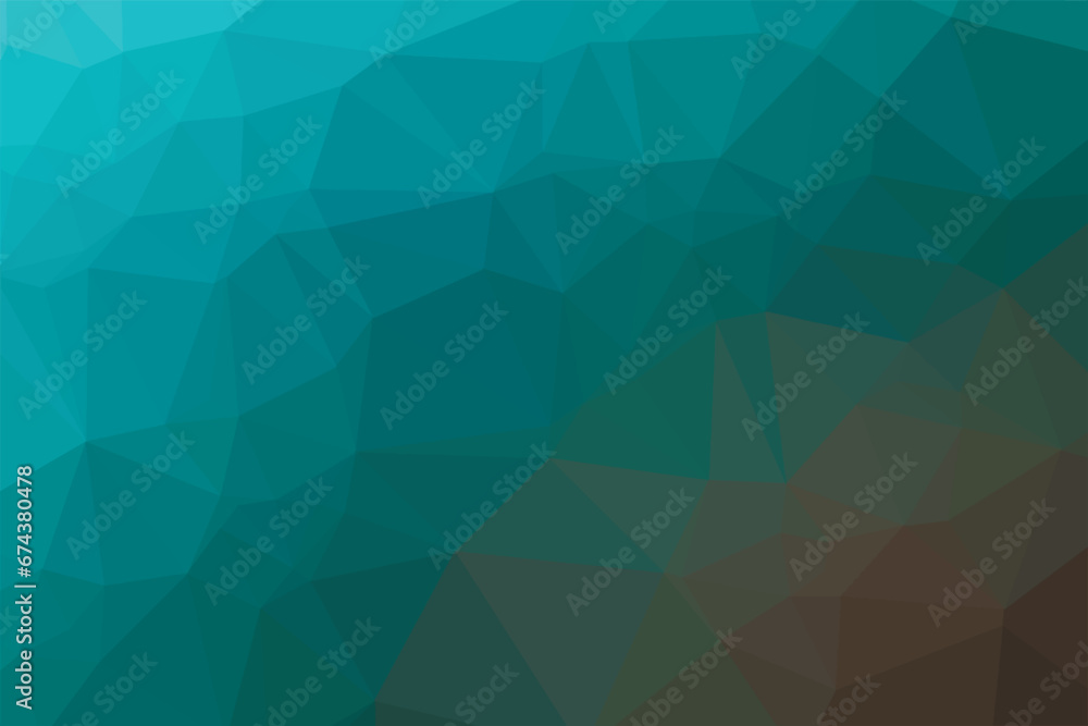 Bright  blue green gradient polygon pattern. Low poly design. Vector illustration
