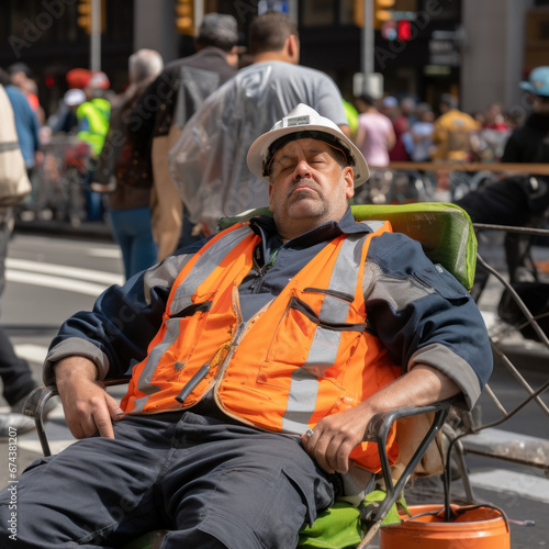 Construction Worker Taking a Street Nap