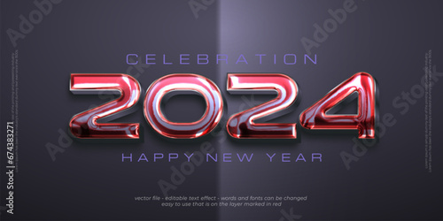 New year banner holiday celebration with 2024 editable numbers on dark background