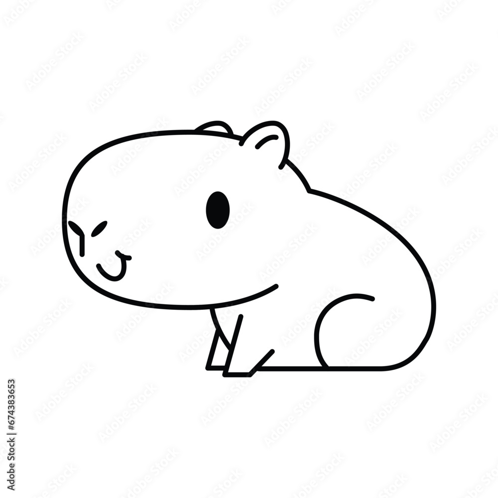 Obraz premium Cute cartoon capybara. Perfect for coloring page or book for illustration.